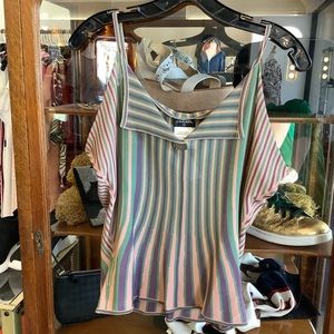 Chanel Knit Striped Cowel Underarm Tank Top